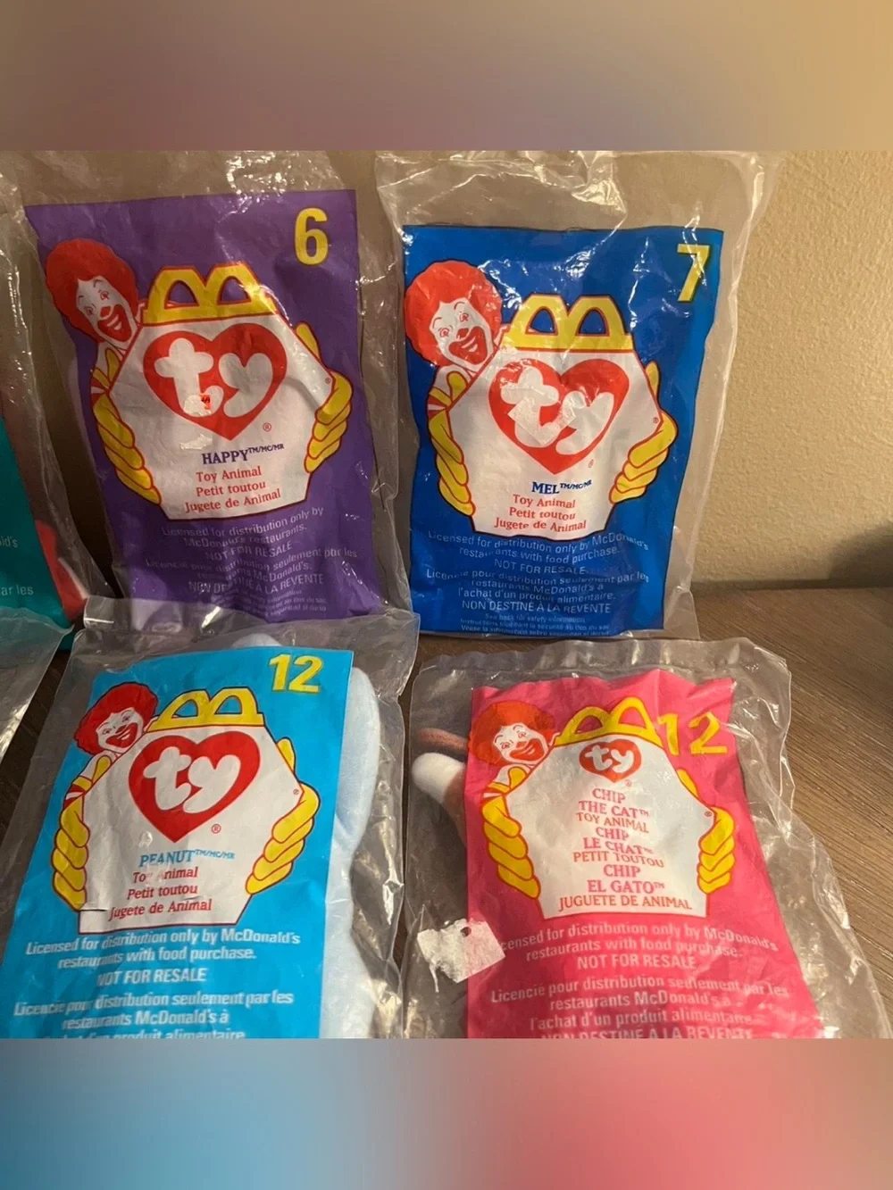 Vintage 1990s McDonald's Teenie Beanie Babies Sealed Set of 8